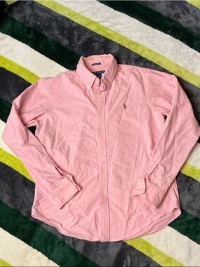 Women’s Ralph Lauren Light Pink Button-Down Oxford Shirt Size 12